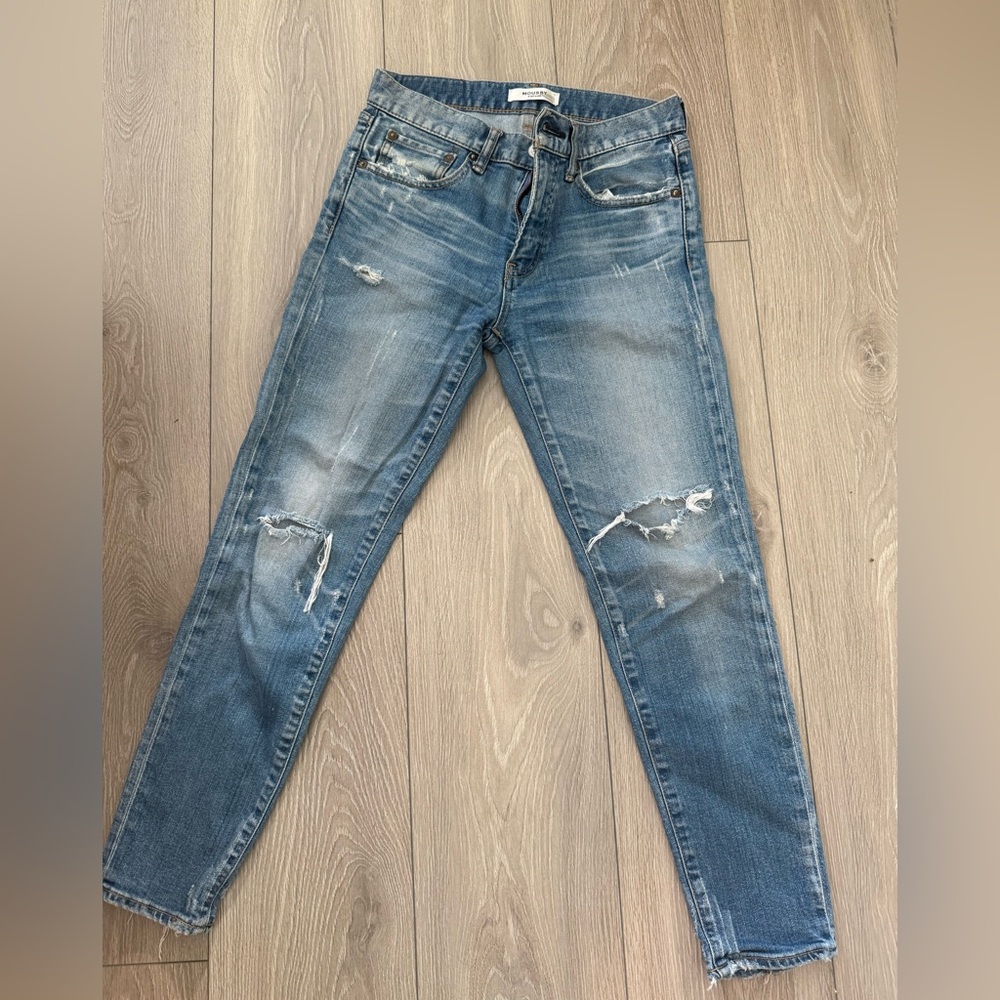 Moussy Light Blue Distressed Skinny Jeans